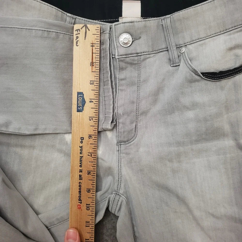 Chicos Jeans Womens 4 Gray Skinny Low Rise Medium Wash Pants Denim Stretch Waist